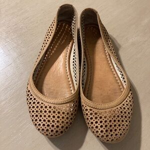 Frye Carson Perforated Ballet Leather Flats Brown - 8.5